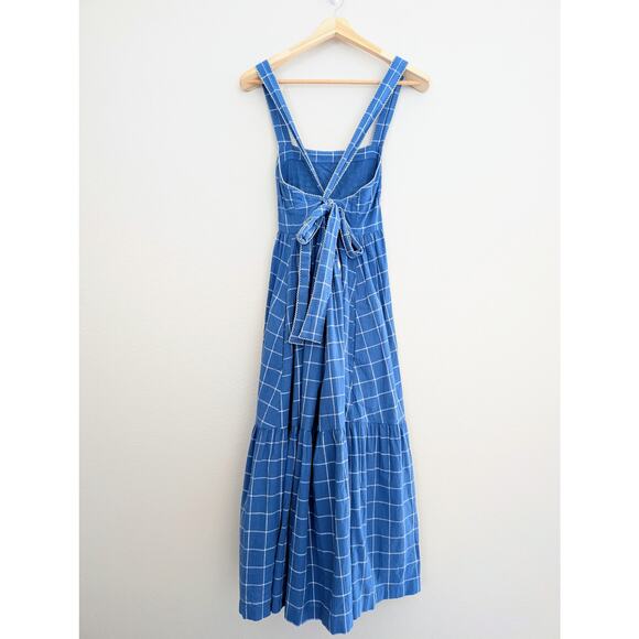 NWT Madewell Embroidered Cicely Tiered Midi Dress in Plaid – Size 8 Lightweight - Picture 5 of 8